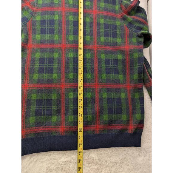 J. McLaughlin Men's Sweater‎ Round Neck Green Red Plaid Size Large Cotton Modal - Picture 7 of 8